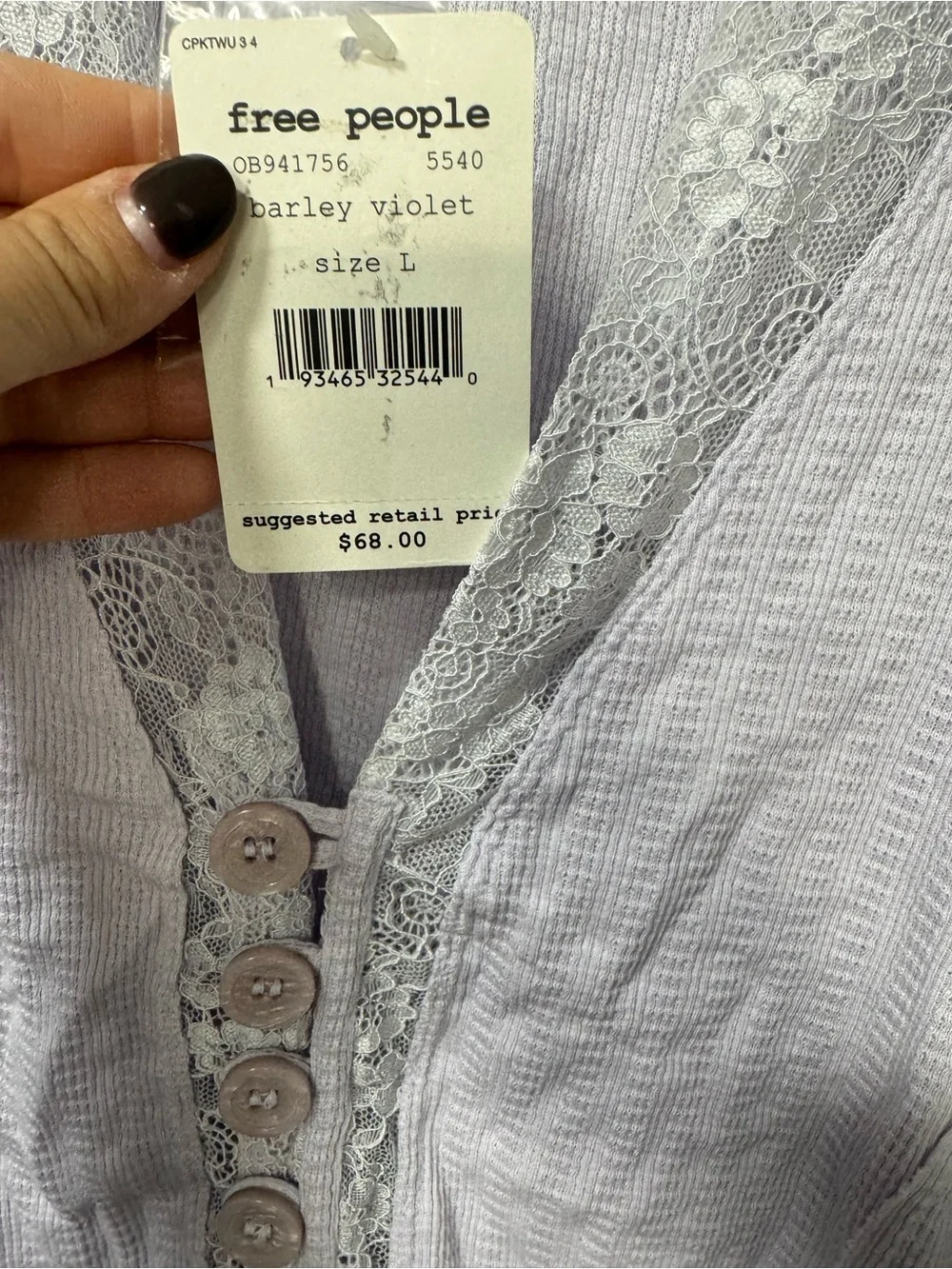 NWT Free People Run With Me Cropped Cardi in Barley Violet Size Large